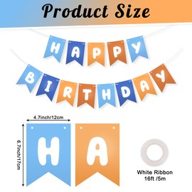 Blue Orange Navy Brown Happy Birthday Banner, Bluey Birthday Party Decoration for Boys, Blue Birthday Background, Kids Birthday Decoration Boys’ 1st Birthday Decor