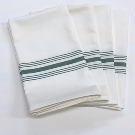 Fabric Textile Products, Machine Washable, 100% Cotton, Bistro Stripe Napkins 4 Pack, Forest