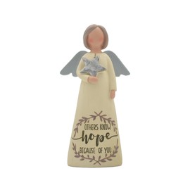 Feather & Grace Hope Angel Holding Star Hand Painted Figurine Resin with Message | Decoration for Living Room, Bookshelf for Family & Friends, Multi, one Size