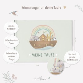 mintkind Memory Album Christening Book My Baptism Ark Sage - Christening Gift for Boys and Girls - Gift from Godmother or Godfather - Lovingly Designed Book for Special Moments