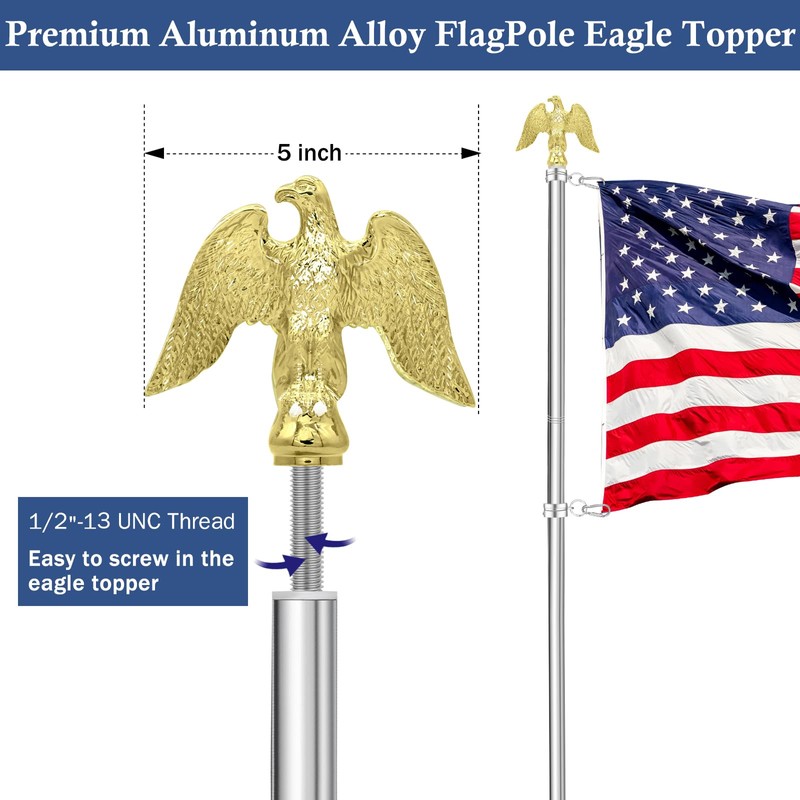 NQ 5 FT Flag Pole for Outside House with Eagle