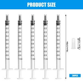 Yooyan 20 Stück Spritzen 1ml mit Kappe, Dosierspritze Ohne Nadel mit Kappen, Kunststoff Dosier Futterspritze für Wissenschaftliche Labor, Kleine Haustierfütterung, Flüssigkeitsmaß Spritzen (Weiß)