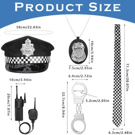 5 Pieces Police Costume Police Hat Handcuffs Police Brand Tying Walkie Talkies Police Accessory Set for Children Men Women Role Play