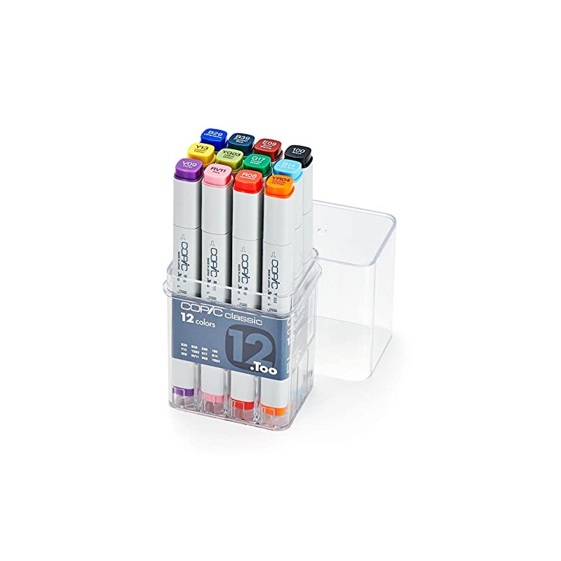 Copic Classic, Alcohol-based Markers, 12pc Set, Basic (Discontinued model: EAN