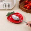 YumiPLUS Ceramic Strawberry Spoon Rest, Red Utensil Holder, Cute Spatula