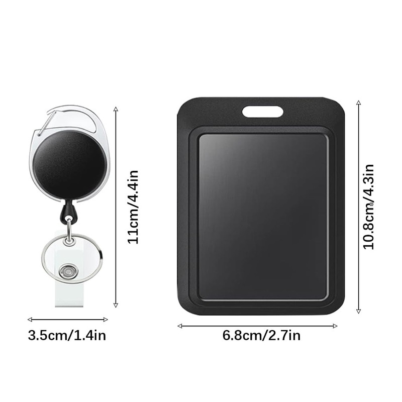 4 Pcs Black Badge Holders with Retractable Keychains Multi-Card Id