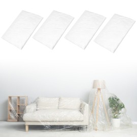 DAWRIS Pack of 4 Masking Film Painter Extra Strong Painter's Film Cover Film Painter Tarpaulin Transparent Construction Film Tarpaulin for Painting Work Renovation Garden Furniture