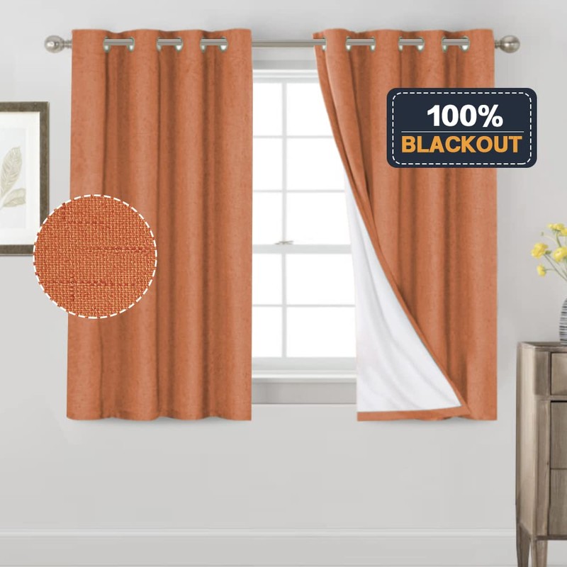 PrinceDeco 100% Blackout Linen Textured Curtains for Bedroom Room Darkening