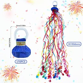 16 Pack Colorful Streamers Poppers Party Poppers Hand Throw Streamers for Birthday Wedding Graduation Engagement Retirement Party Supplies (16pcs)