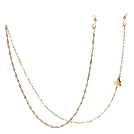 LOLAN Face Mask Chains and Cords,Mask Necklace holder around Neck,Glasses Chain Mask Lanyards for Women beaded(Gold), Golden Flower, Medium