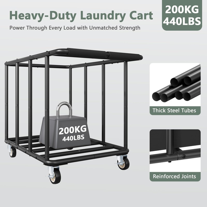 470L Heavy Duty Commercial Laundry Cart with Wheels,Industrial Rolling Laundry