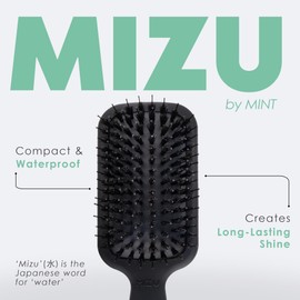 MINT Mizu Waterproof Boar Bristle Hair Brush for Women | Create Long-Lasting Shine | Premium Anti Breakage Detangling Paddle Wet Brush for Healthy Scalp & Hair Growth | Travel Hairbrush for Women