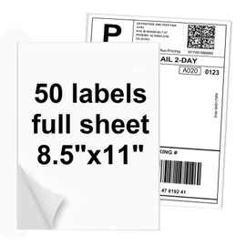 NefLaca 8.5 x 11" Full Sheet Labels, Shipping Address Labels Compatible Laser/Ink Jet Printer (50 Lables)
