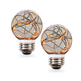 SleekLighting 0.5 watt LED Light Bulb - Fairy Light G16 – General Purpose Orange LED Light Bulb – UL Approved – Uses Half a Watt of Energy, 110 Volt, Instant On, Average Life 10,000 Hours 2 Pack