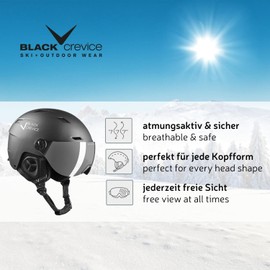 Black Crevice Kirchberg Ski Helmet with Visor Navy, M (54-57 cm)