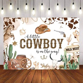 Avezano Cowboy Baby Shower Backdrop for Boy Wild West Theme Baby Shower Background Western Country Baby Shower Party Decorations Photoshoot (Brown, 7x5ft)