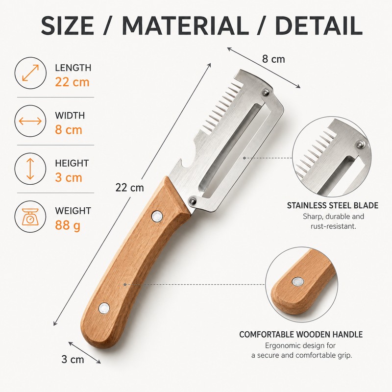 3-in-1 Stainless Steel Peeler for Kitchen Prep – Vegetable, Fruit
