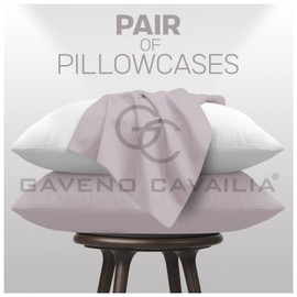 GC GAVENO CAVAILIA Premium Quality Pillow Cases 2 Pack- Non Iron Breathable Plain Dyed Bedding- 50 x 80 Soft Anti Allergy Pillowcases- Grey