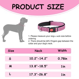 Dog Collar, Reflective Dog Collar with Safety Buckle, Adjustable Nylon Pet Collars with Soft Neoprene Padding for Small Medium Large Dogs (Pink, S)
