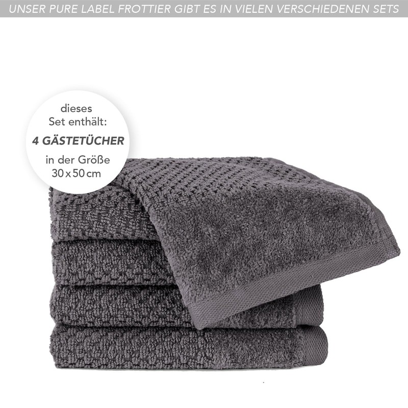 Pure Label 4-Piece Guest Towels 30 x 50 cm with