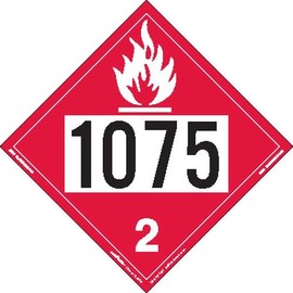 Labelmaster Z-IDP UN 1075 Flammable Gas Hazmat Placard, Permanent Vinyl (Pack of 25)