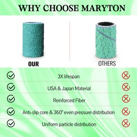 Maryton 500 Pcs Sanding Bands for Nail Drill, Coarse Nail Sanding Band Bulk for Professional Salons Manicure and Pedicure