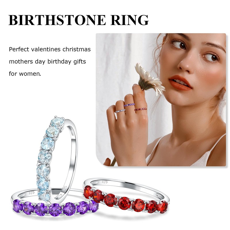 AGRULE Wedding Band Rings 2mm Stackable Eternity Engagement Ring Sterling