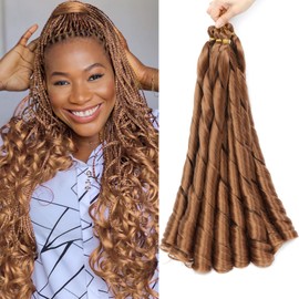 CAZSYSDD French Curly Braiding Hair for Box Braids 22 inch Loose Wave Braiding Hair Pre Stretched Bouncy Braiding Hair Crochet Hair Spiral Curl Synthetic Hair Extensions for Women (30#, 22 Inch)