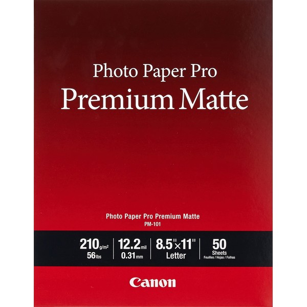 Canon PM-101 Photo Paper Pro Premium Matte (8.5 x 11", 50 Sheets)