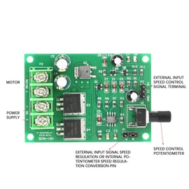 PWM Motor Speed Controller Board, DC5-18V Voltage Reverse , 0%- PWM Output Range for 5V-18V Motors with Slow Start Function, 12A Rated Current, 15A Short Time, Frequency,