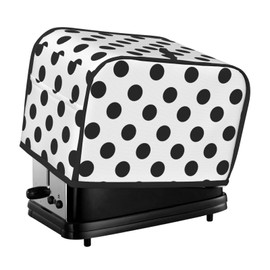 Polka Dot Black White Toaster Cover with Pockets Polyester Quilted Two Slice Toaster Appliance Dust-proof for Kitchen Microwave Oven Appliance and Fingerprint Protection Women Gift