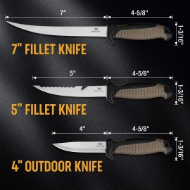 MOSSY OAK 3-Piece Fishing Fillet Knife Set with Protective Sheath  for Filleting
