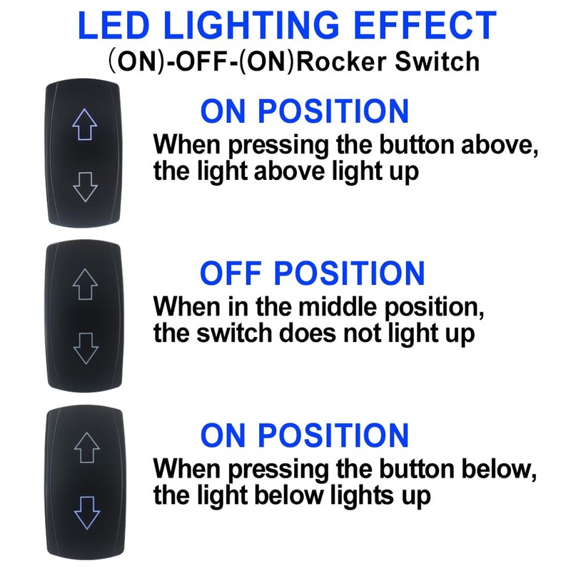 HOKAAER Arrows Momentary Rocker Switch Toggle (On)-Off-(On) 12V/20A 24V/10A Waterproof