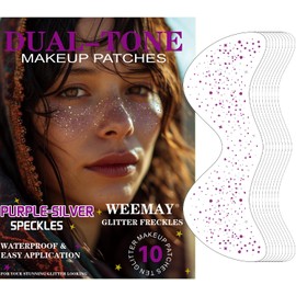 Auiremrti 4 Stück Glitzer Freckles,Gesichtstattoo,Dual-Tone Lila-Silber,Wasserfest Und Langanhaltend, Natürliche Glitzersticker Für Party, Karneval Und Festivals
