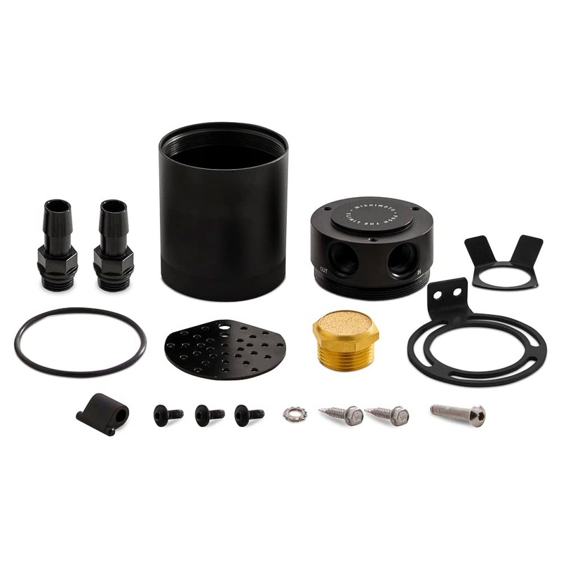 Mishimoto MMBCC-CBTWO-BK Compact Baffled Oil Catch Can, 2-Port, Black