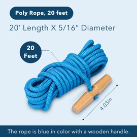 PR-20 Tree Pruner Rope Replacement (with Wooden Handle), for Jameson Fiscar Big Mouth Manual Pole Saw & Tree Pruner,20 feet long with a 5/16-inch diameter