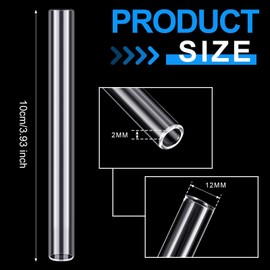 FoldTier 6 Pcs Borosilicate Glass Tube 12mm OD 2mm Thick Glass Blowing Tubes with Cleaning Brush (Clear,4 Inch)