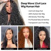 20Inch 200% Density Deep Wave Human Hair Wig 13x4 Lace
