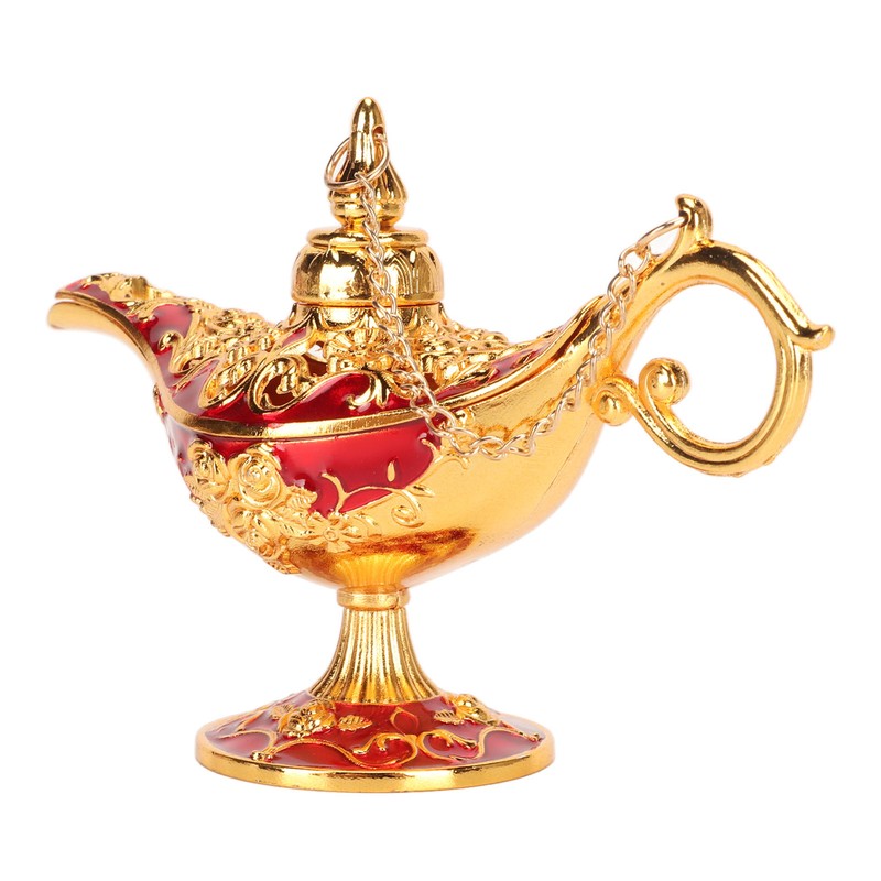 Zinc Alloy Retro Arabian Lamp Tabletop Exquisite Engraved Legend Wishing
