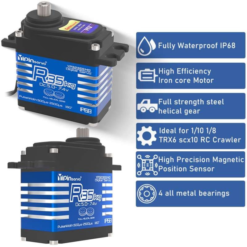 Sparkleiot 35kg Iron Core Digital Servo Motor, 5.0-7.4V, Steel Gear,
