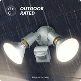 GLOBE Electric 17000270 110-Degree 240 W Twin Head Gray Hardwired Motion Sensor Security Flood Light, Spotlight, Outdoor, Outside House Lights