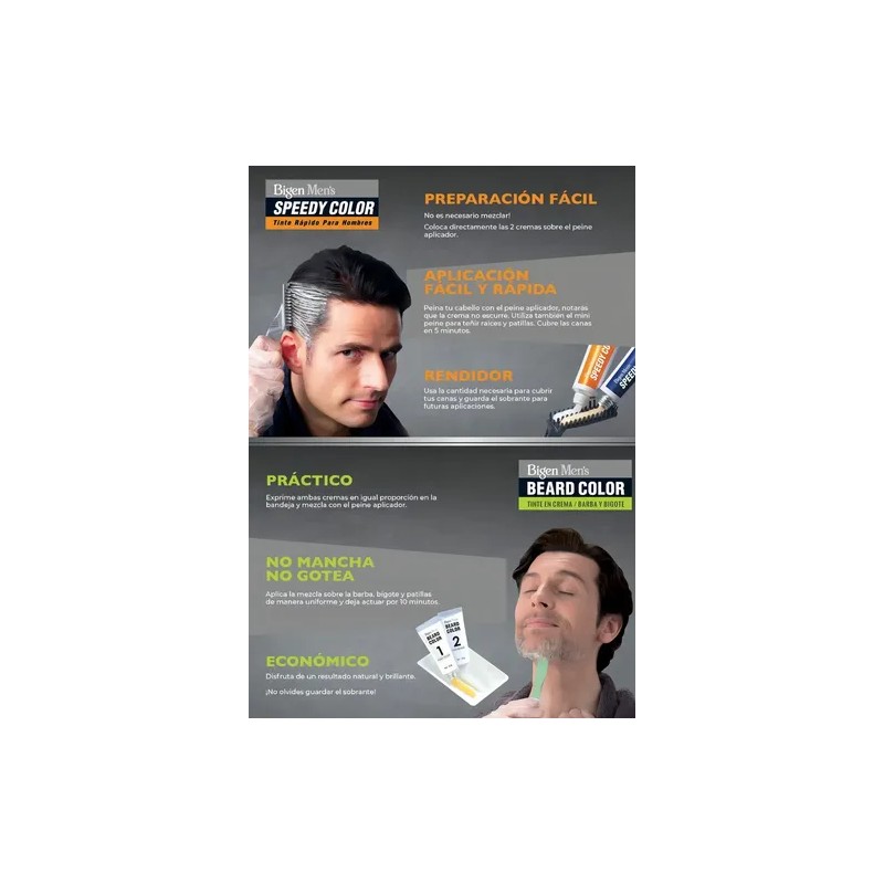 Tinte Permanente Bigen Men Speedy Color 102 Negro Natural Sin