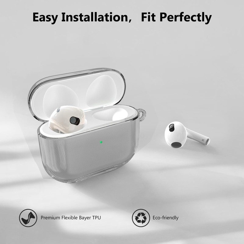 Frylaa Compatible with Airpods 3 Case Clear Pinks, Soft TPU