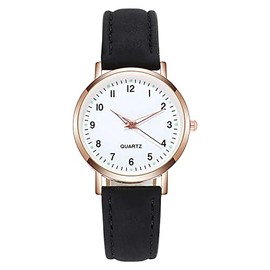 GIRGBE Women's Watches, Classic Quartz Watch with Luminouse Easy Read Dial, Leather Watch Band, Vintage Small Face Round Watches for Women, Birthday Gift for Ladies (G720-black)