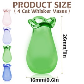 4Pcs Mini Flower Vase Cat Whisker Holder for Whiskers Cat Whisker Vase Decor, Tiny Vase Mini Vase Decorations Cat Memorial Gifts for Dog or Cat, Hair Keepsake Micro Landscape Ornament Supplies