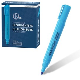 Merangue Tank Highlighters, Chisel Tip, Fluorescent Blue, 12 Pack