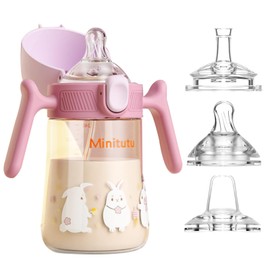 Qshare Kinder Trinklernbecher ab 6 Monate+,240ml Baby Trinkflasche,Trinkbecher für Babys,Baby Trinklernbecher ab 6 Monate mit ergonomischer Silikontülle (violett)