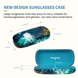 molshine Hard Shell Sunglasses Case, Classic Large Glasses Case for Women Men, Sunglass Eyeglasses (Blue Wave)
