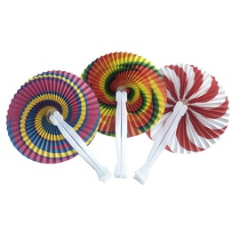 Bestage 24 Pack Round Folding Handheld Paper Fans Accordion Fans Assortment for Party Wedding Favor Birthday Supplies