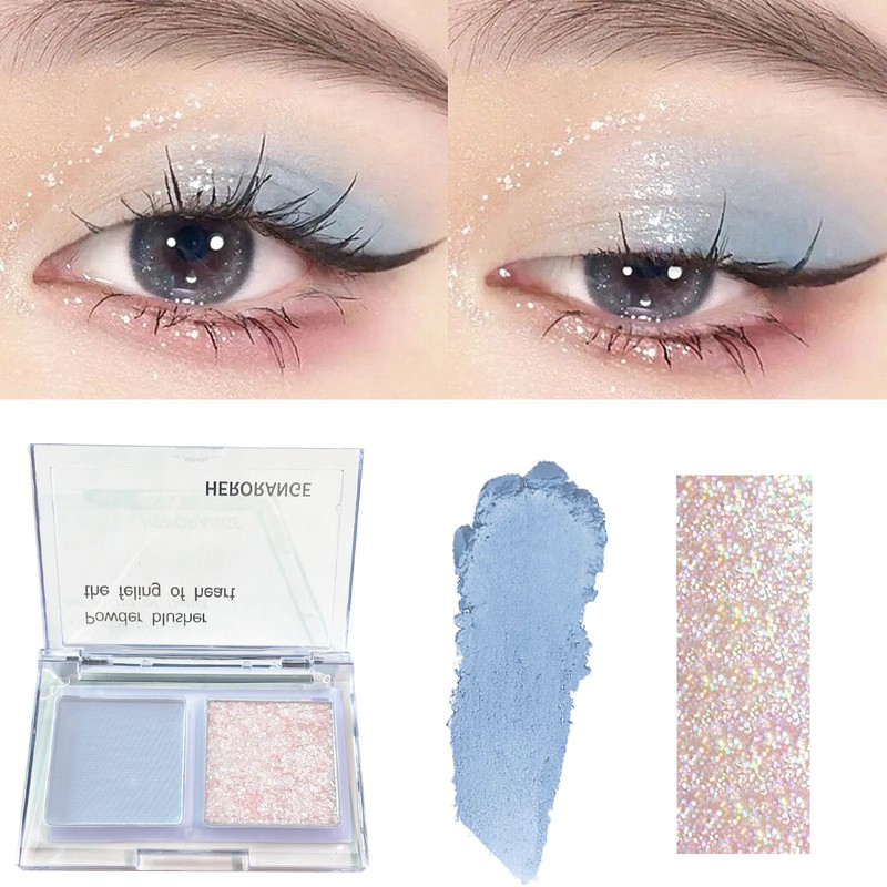 Blue Eyeshadow Palette, Glitter Eyeshadow Palettes Navy Blue Waterproof Long